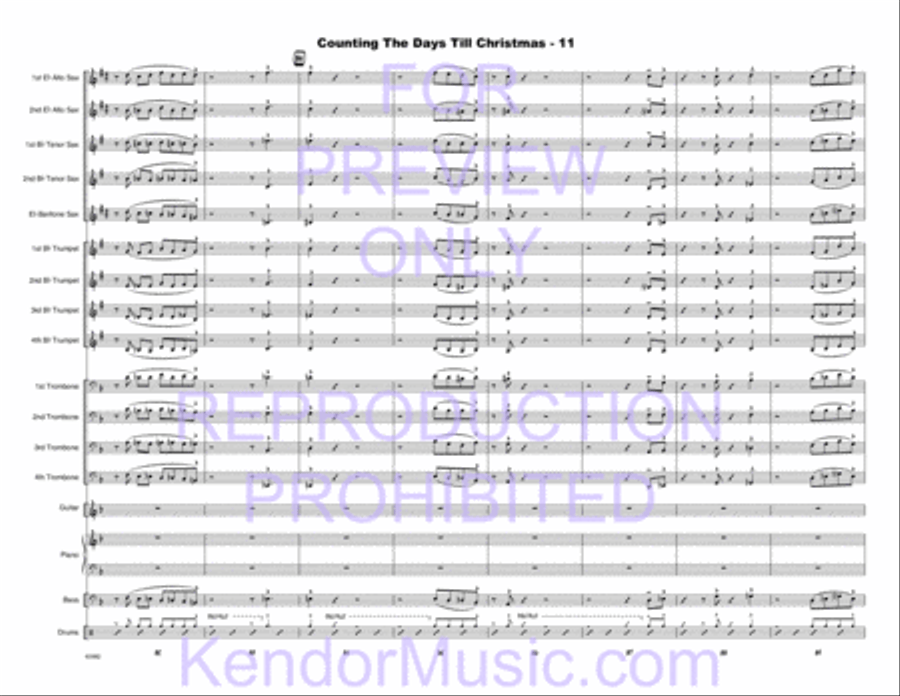 Counting The Days Till Christmas (Full Score) Jazz Ensemble scores gallery preview page 12