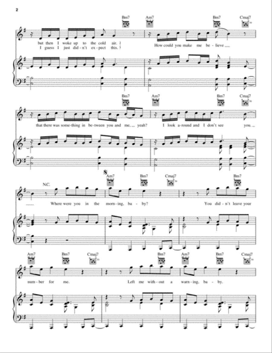 Where Were You In The Morning? Piano, Vocal, Guitar scores gallery preview page 2