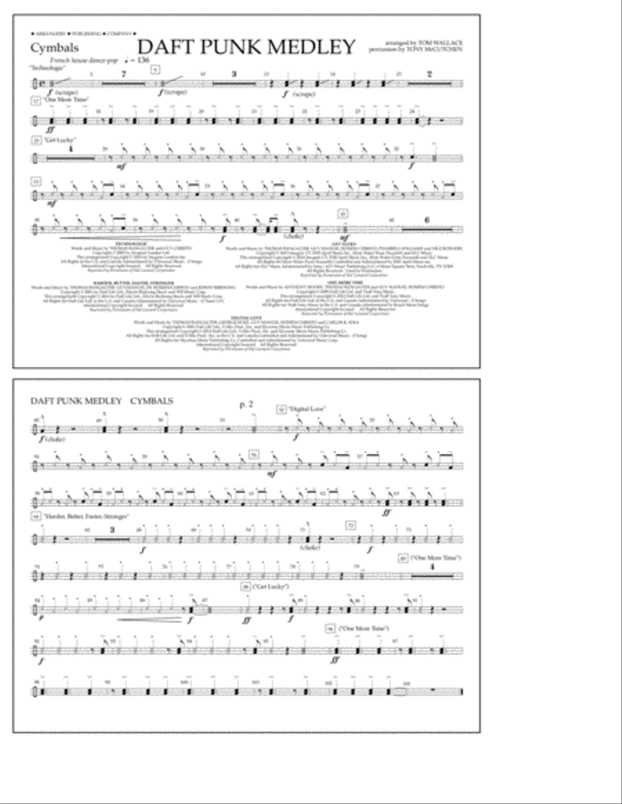Daft Punk Medley - Cymbals Marching Band scores gallery preview page 1
