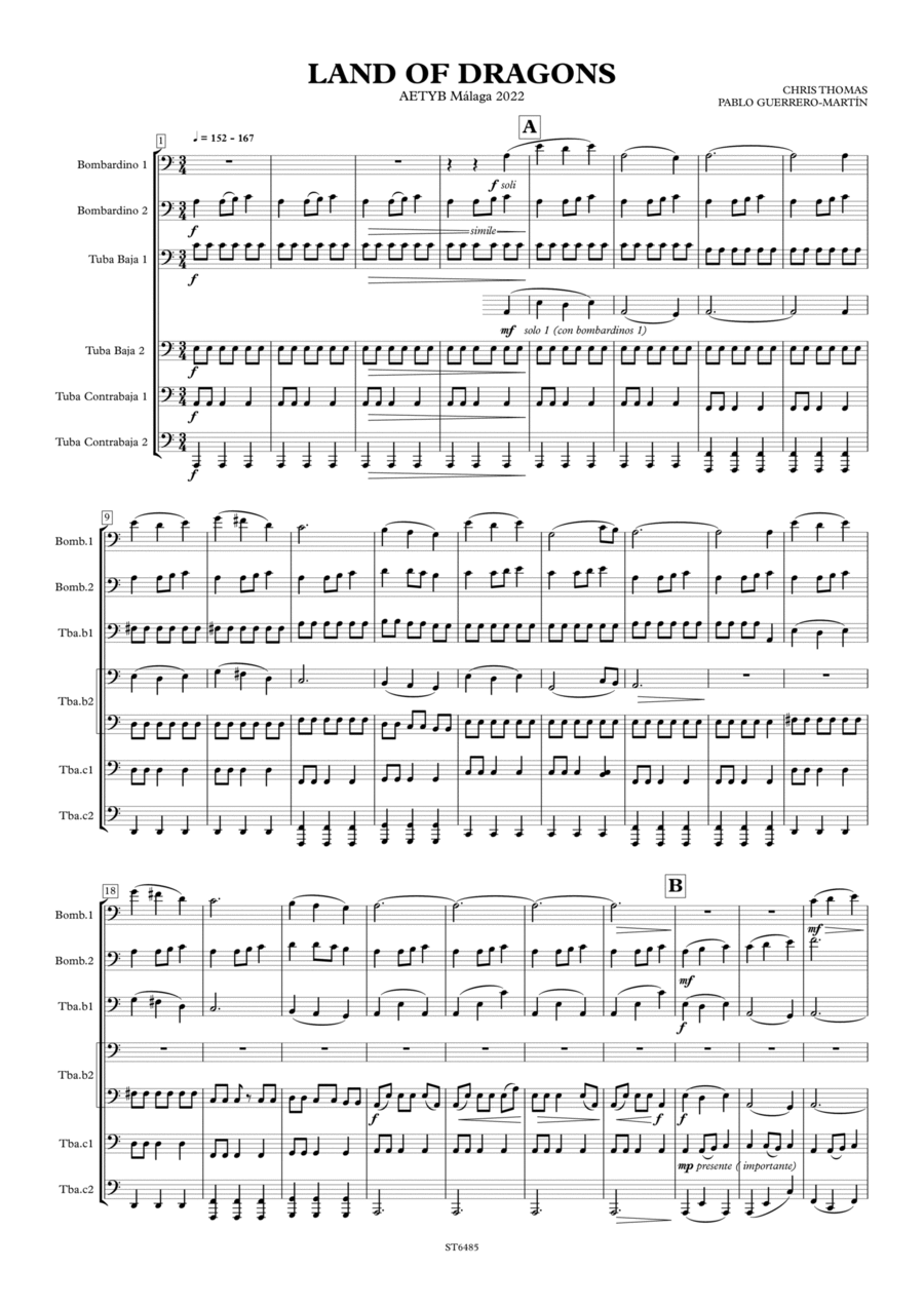 Land of Dragons / Land of Tubas Large Ensemble scores gallery preview page 1