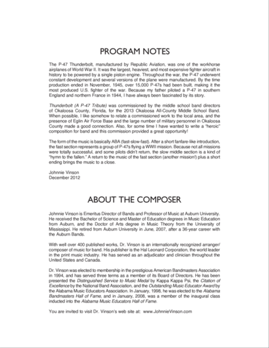 Thunderbolt (A P-47 Tribute) - Conductor Score (Full Score) Concert Band scores gallery preview page 2