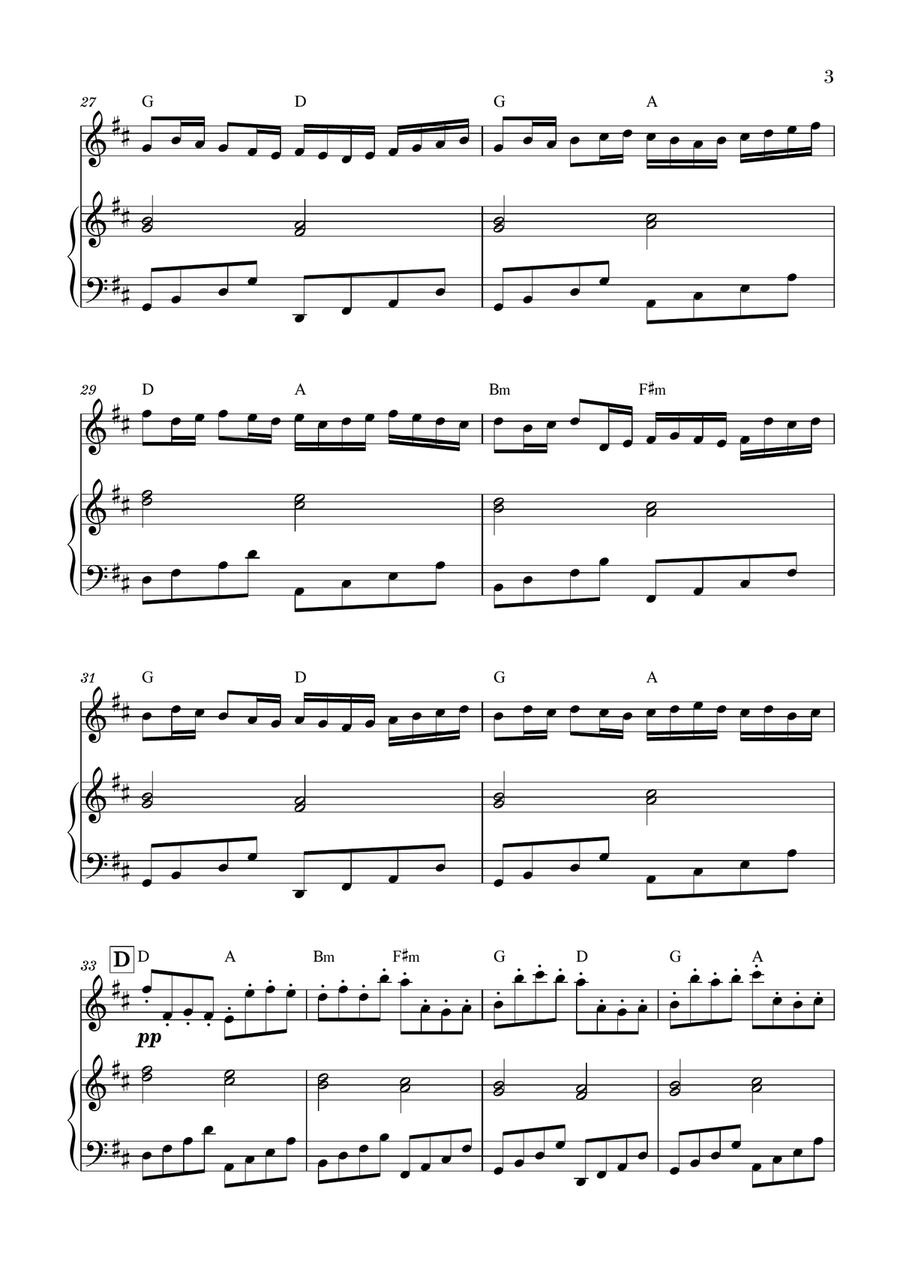 Canon in D for Violin and Piano (With Chords) Small Ensemble scores gallery preview page 3
