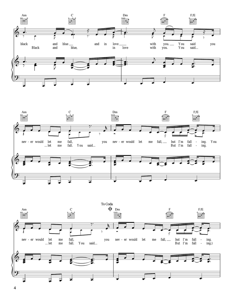 Black And Blue Piano, Vocal, Guitar scores gallery preview page 4