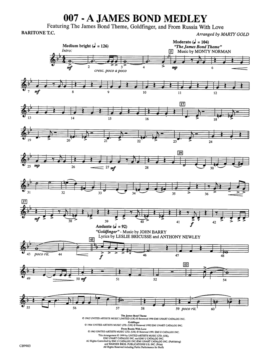 007 -- A James Bond Medley: Baritone T.C.