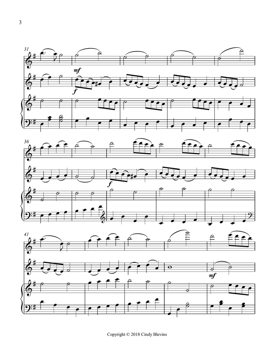 Angels We Have Heard On High, for Piano, Flute and Violin Flute scores gallery preview page 4