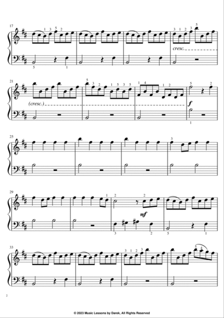 Concerto for 4 Violins in B Minor “L'Estro Armonico” (EASY PIANO) Op. 3, No. 10, I. Allegro (RV 580) Violin scores gallery preview page 2