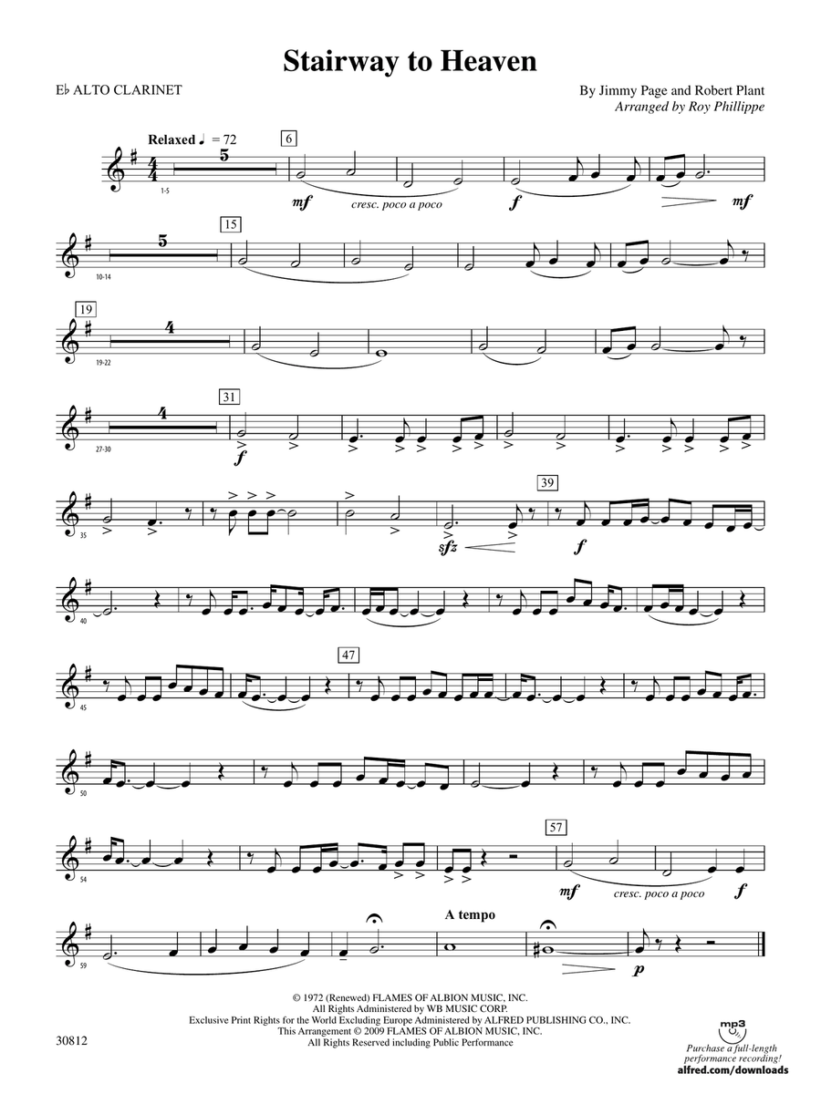 Stairway to Heaven: (World Part) E-flat Alto Clarinet