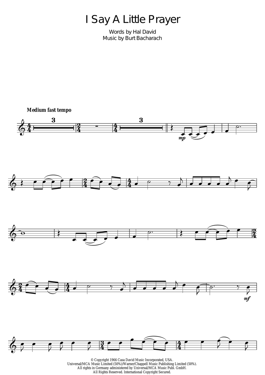 I Say A Little Prayer I Say A Little Prayer Tenor Saxophone scores gallery preview page 1