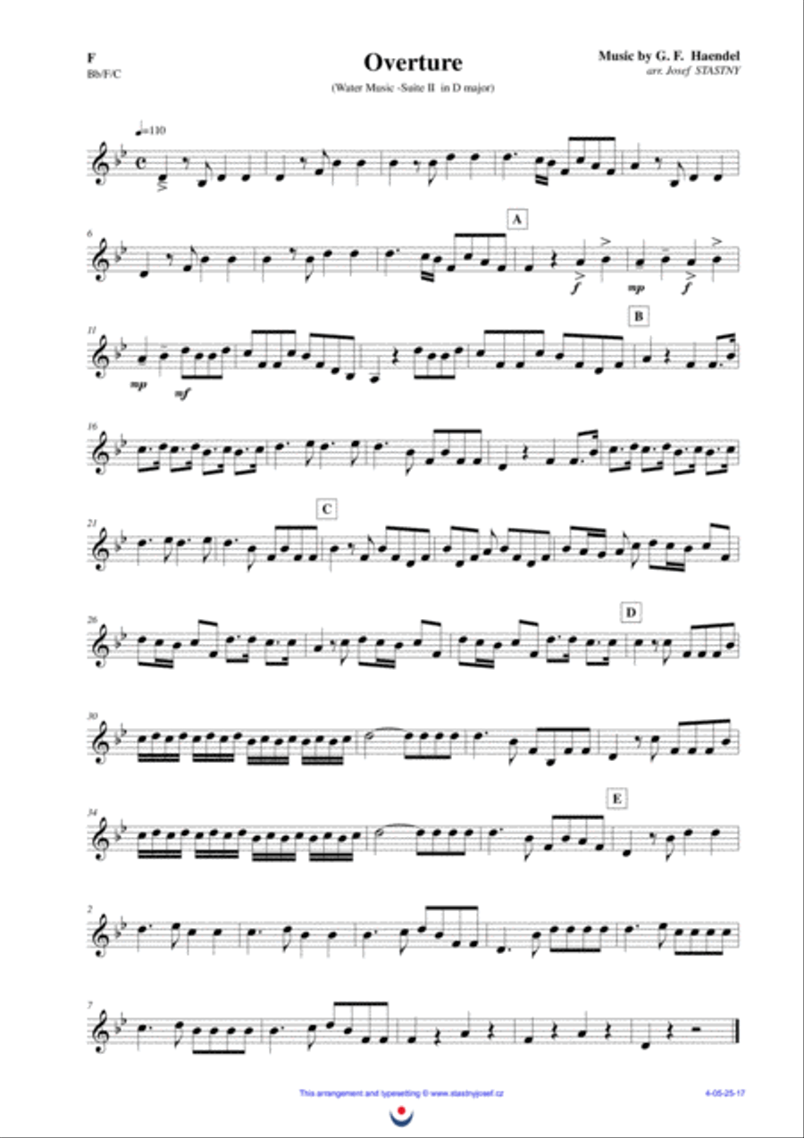 Overture (Water Music) Brass Ensemble scores gallery preview page 4