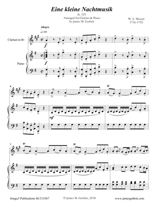 Mozart: Eine kleine Nachtmusik for Clarinet & Piano