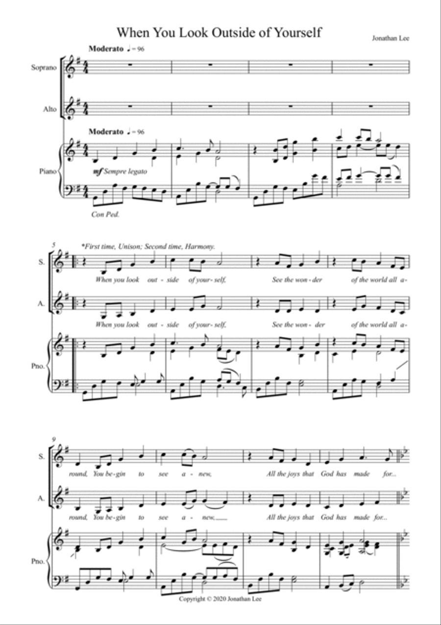 When You Look Outside of Yourself Piano, Vocal scores gallery preview page 2