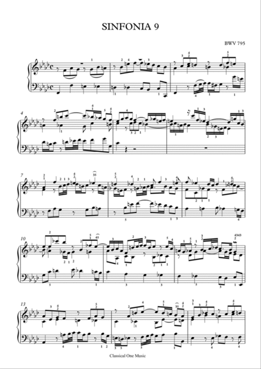 Bach-Sinfonia No.9 in F minor, BWV 795.(Piano) Piano Solo scores gallery preview page 2