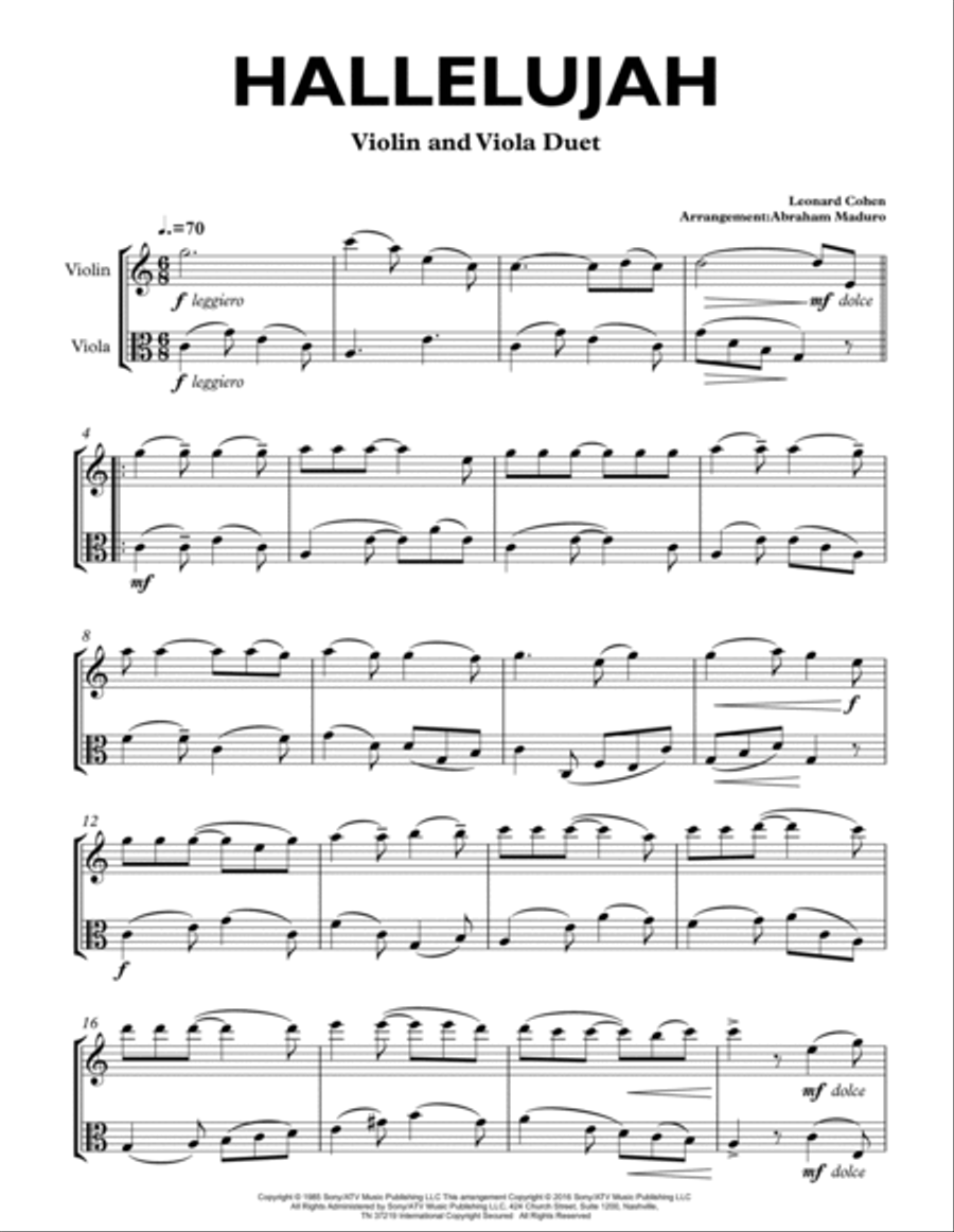 Hallelujah Hallelujah String Duet scores gallery preview page 2