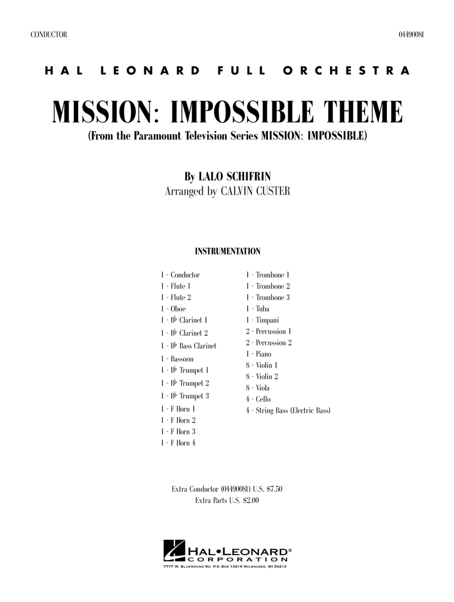 Book cover for Mission: Impossible Theme (arr. Calvin Custer) - Full Score