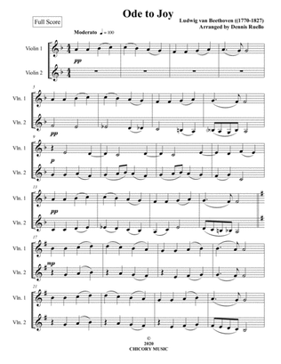 Ode to Joy - Violin Duet - Intermediate