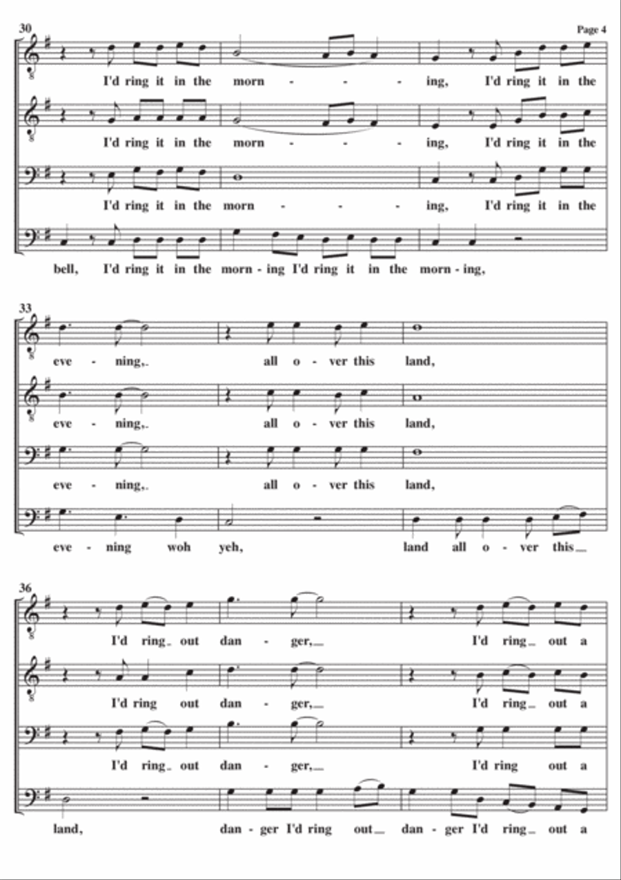 If I Had A Hammer (The Hammer Song) TTBB scores gallery preview page 4