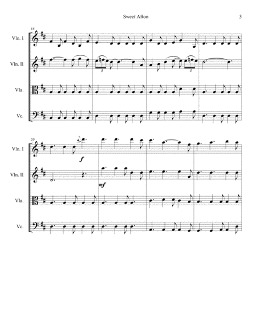 Sweet Afton String Quartet scores gallery preview page 3
