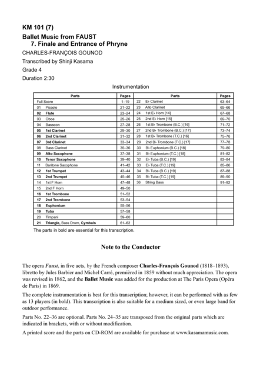 Ballet Music from FAUST: 7. Finale and Entrance of Phryne (A4) Concert Band scores gallery preview page 2