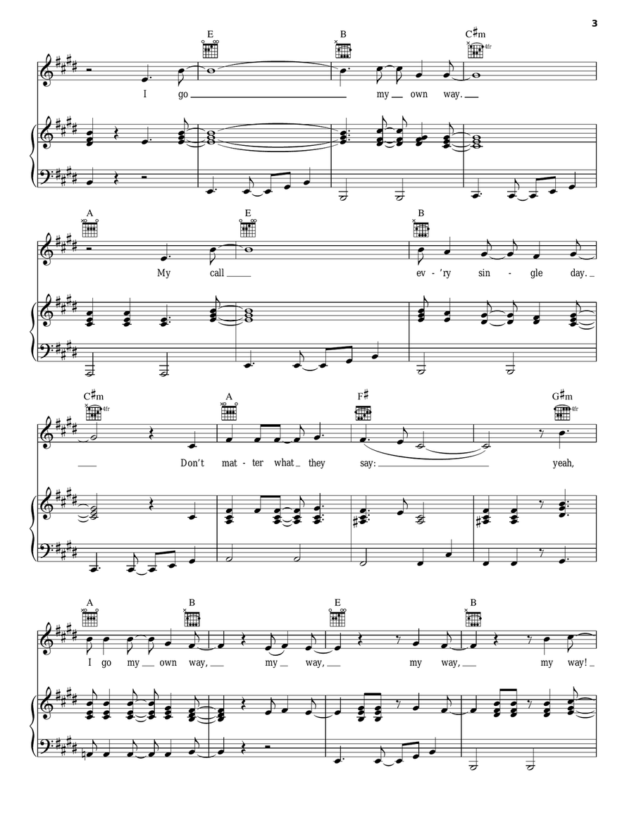 My Own Way Piano, Vocal, Guitar scores gallery preview page 3