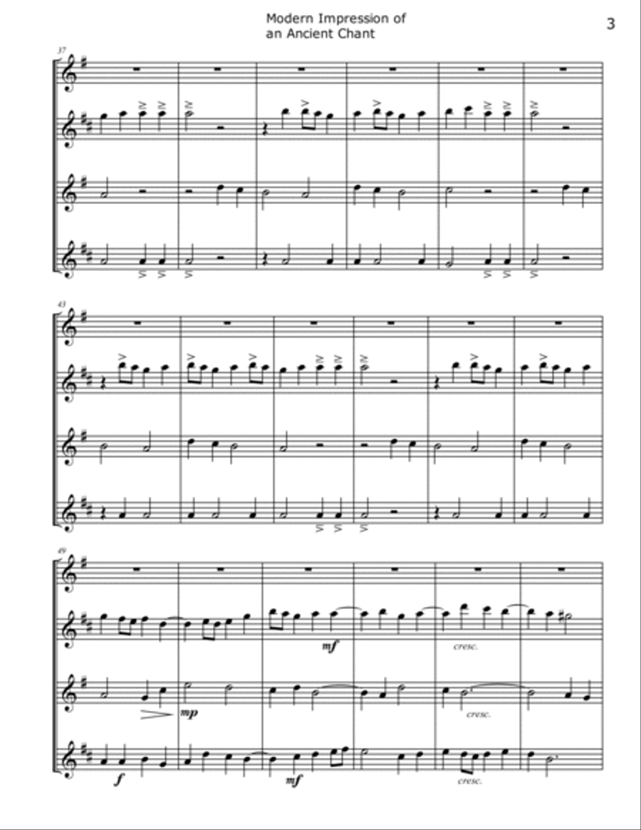 Modern Impression of an Ancient Chant Saxophone Quartet scores gallery preview page 3