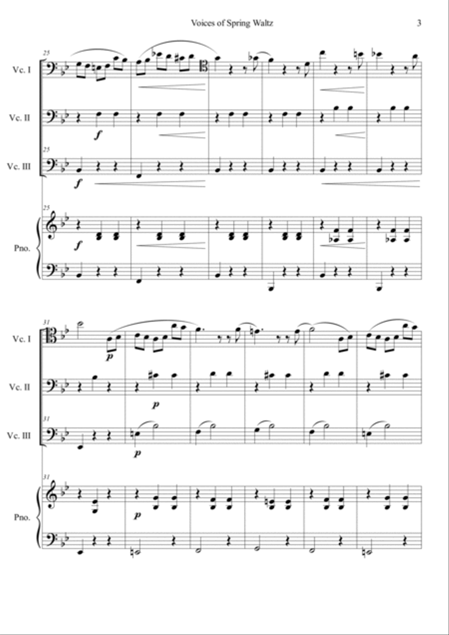 Voice of Spring Waltz Piano Quartet scores gallery preview page 3