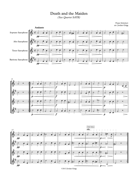 Death and the Maiden (Sax Quartet SATB) image number null