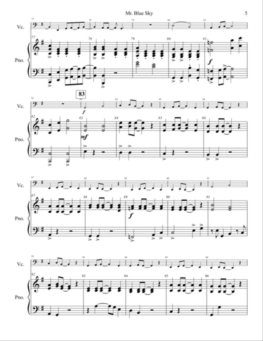 Mr. Blue Sky Piano scores gallery preview page 6