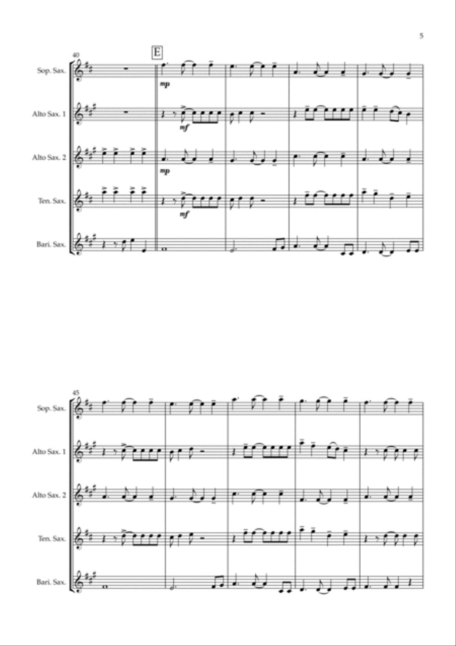 Summer Of '69 Saxophone Quintet scores gallery preview page 5