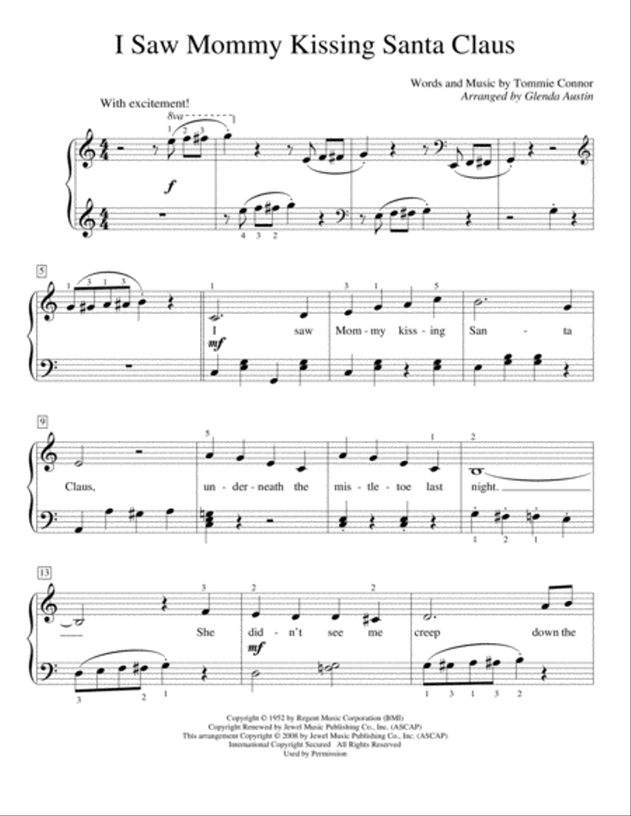 I Saw Mommy Kissing Santa Claus Piano Method scores gallery preview page 1