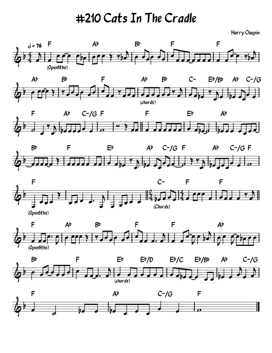 Cats In The Cradle Piano scores gallery preview page 1