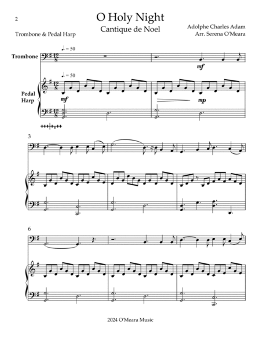 O Holy Night, Duet for Trombone & Pedal Harp