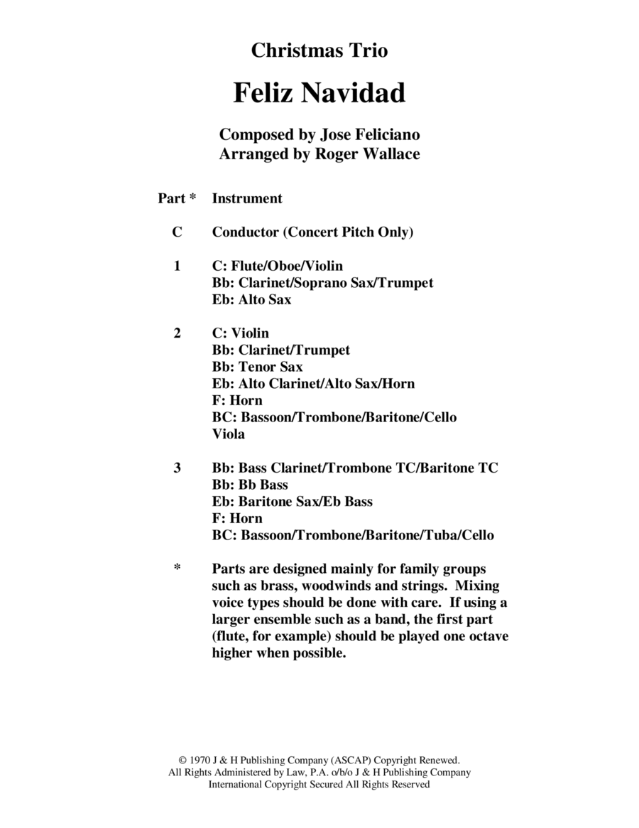 Feliz Navidad Brass Trio scores gallery preview page 1