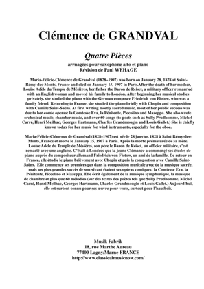 Clémenace de Grandval: Quatre Pièces (Four Pieces) for alto saxophone and pIano
