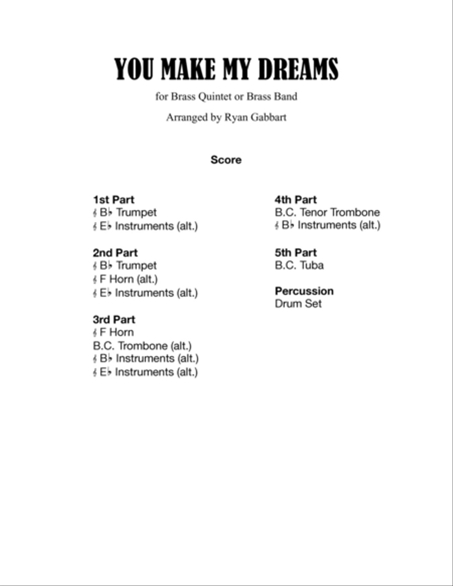 You Make My Dreams Brass Ensemble scores gallery preview page 2
