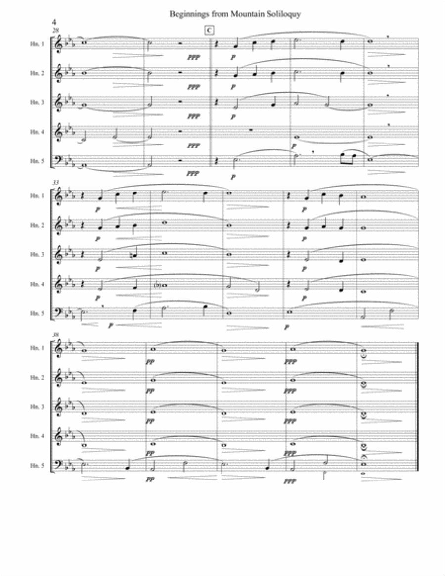 Beginnings from Mountain Soliloquy - Horn Quintet Brass Quintet scores gallery preview page 4