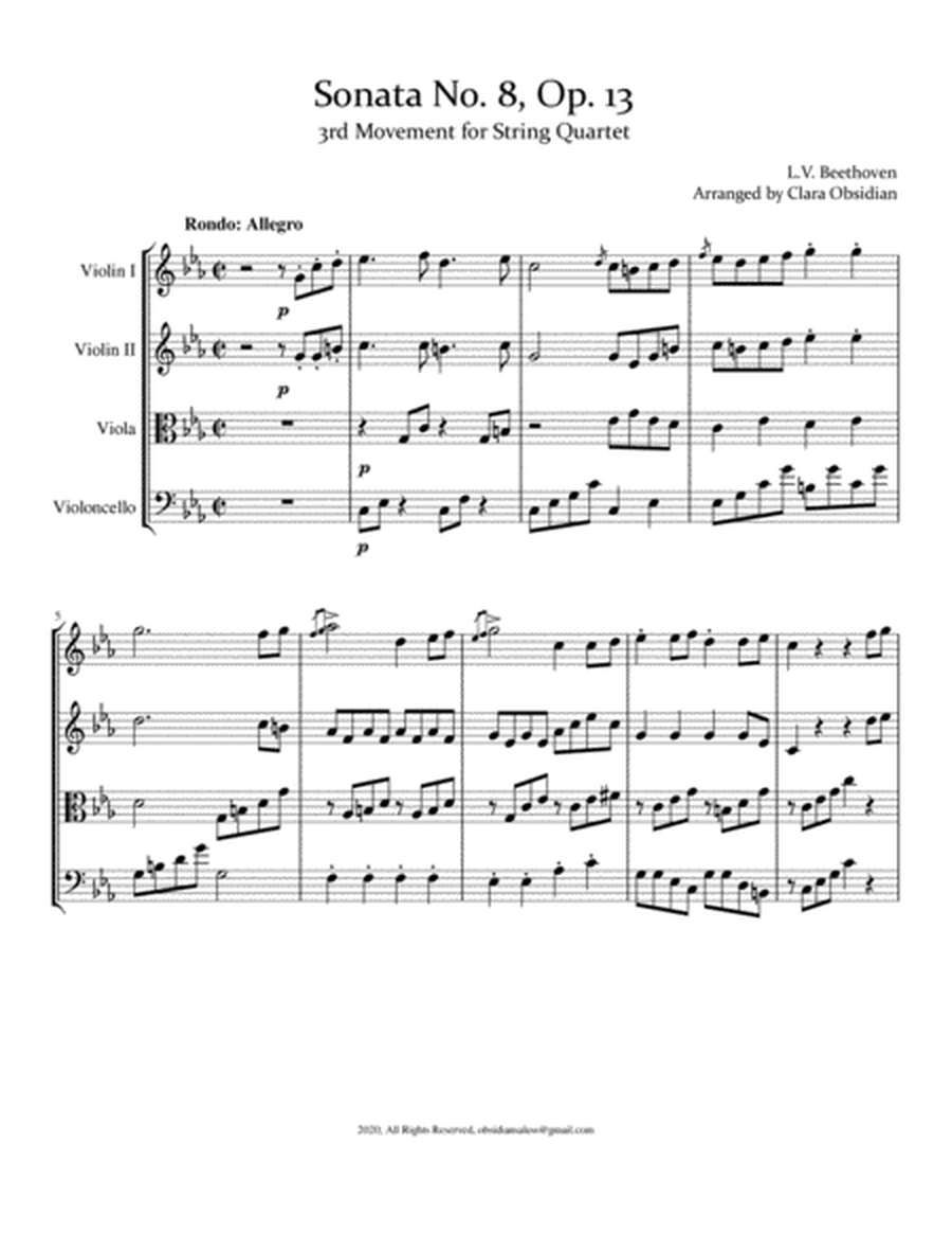 Beethoven: 'Pathetique' Sonata no.8, Rondo Allegro, for String Quartet image number null