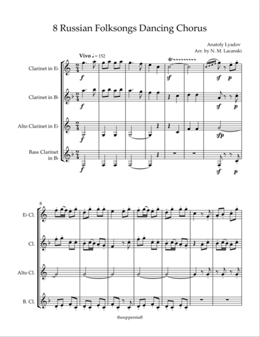 8 Russian Folksongs Dancing Chorus Choir scores gallery preview page 2
