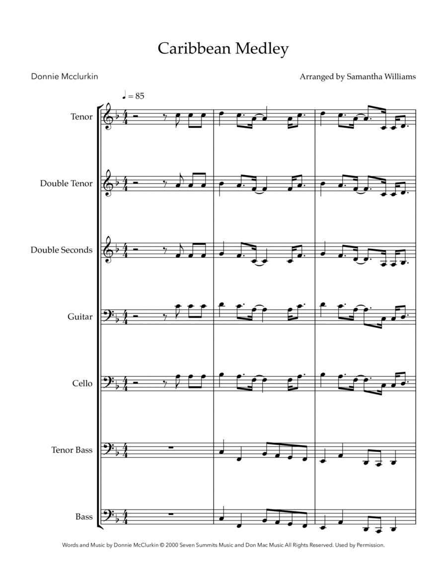 Caribbean Medley Percussion Ensemble scores gallery preview page 1