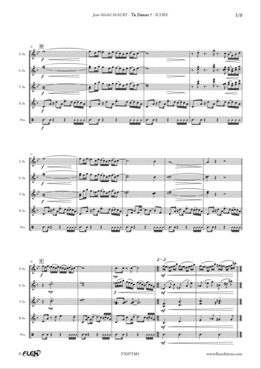 Tu Danses ? Tu Danses ? Tenor Saxophone scores gallery preview page 4