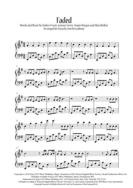 Faded by Alan Walker - Solo Harp Arrangement