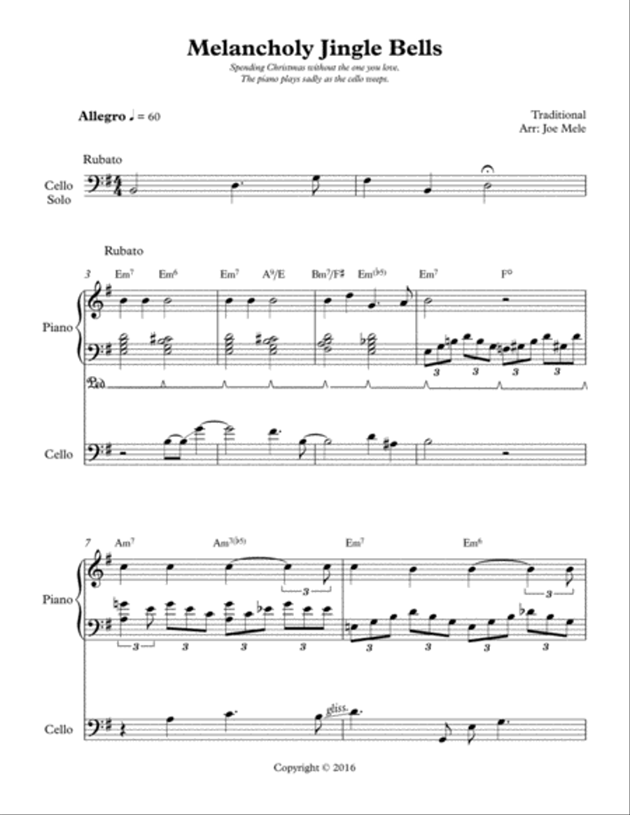 Jingle Bells - Melancholy (Piano & Cello) String Duet scores gallery preview page 2