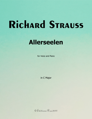 Book cover for Allerseelen, by Richard Strauss, in C Major
