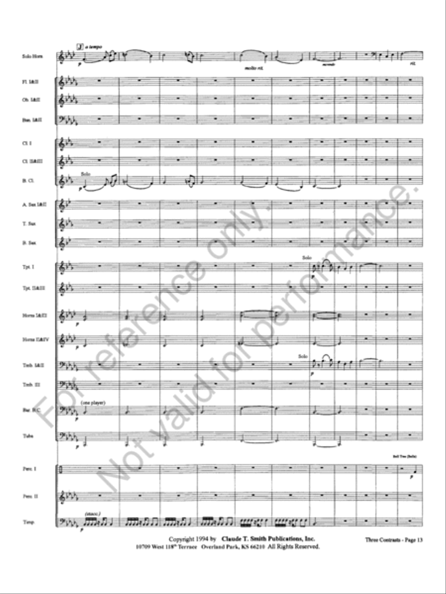 Three Contrasts for Two Horns And Wind Ensemble Concert Band scores gallery preview page 17