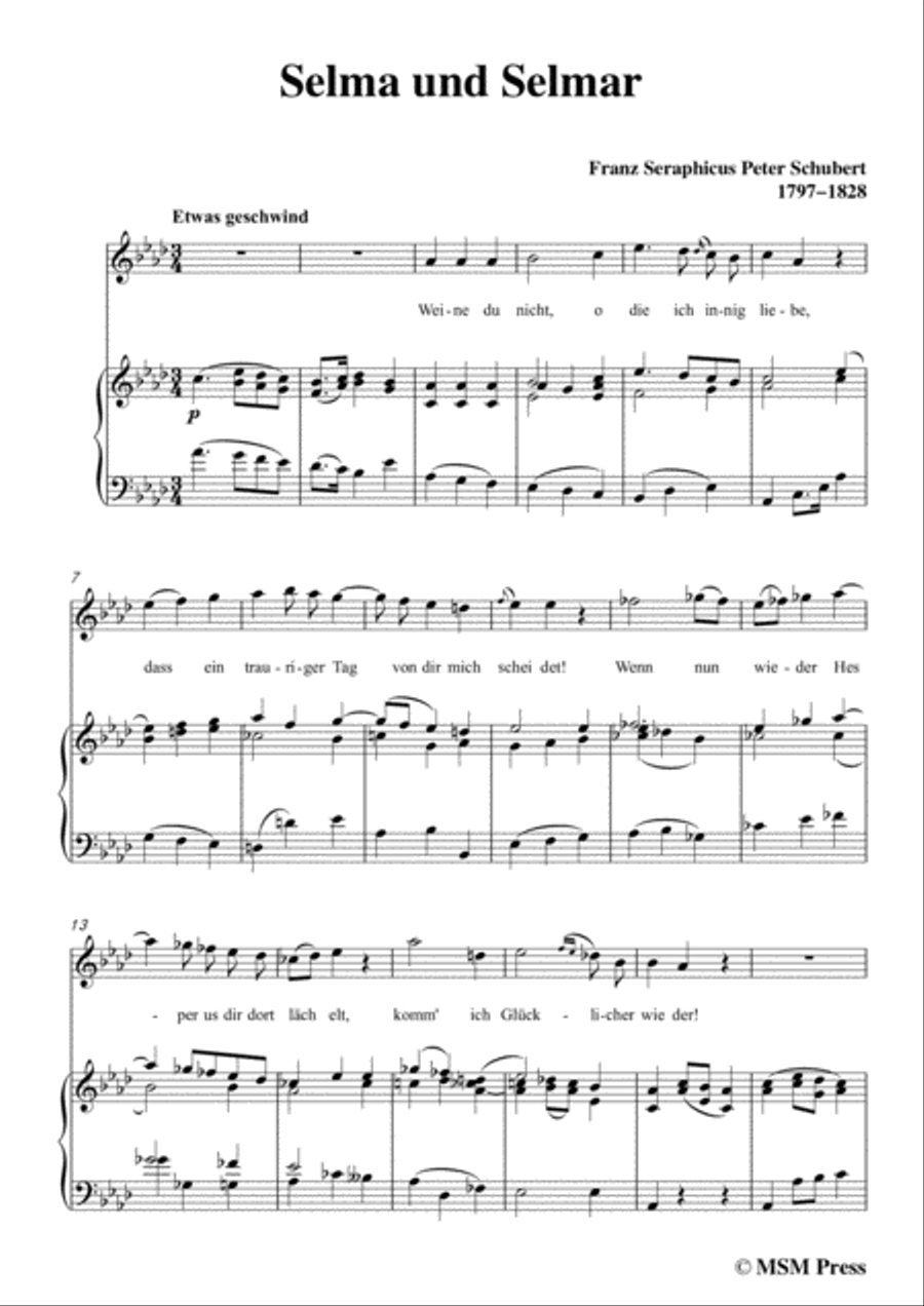 Schubert-Selma und Selmar,in A flat Major,for Voice&Piano Voice scores gallery preview page 3