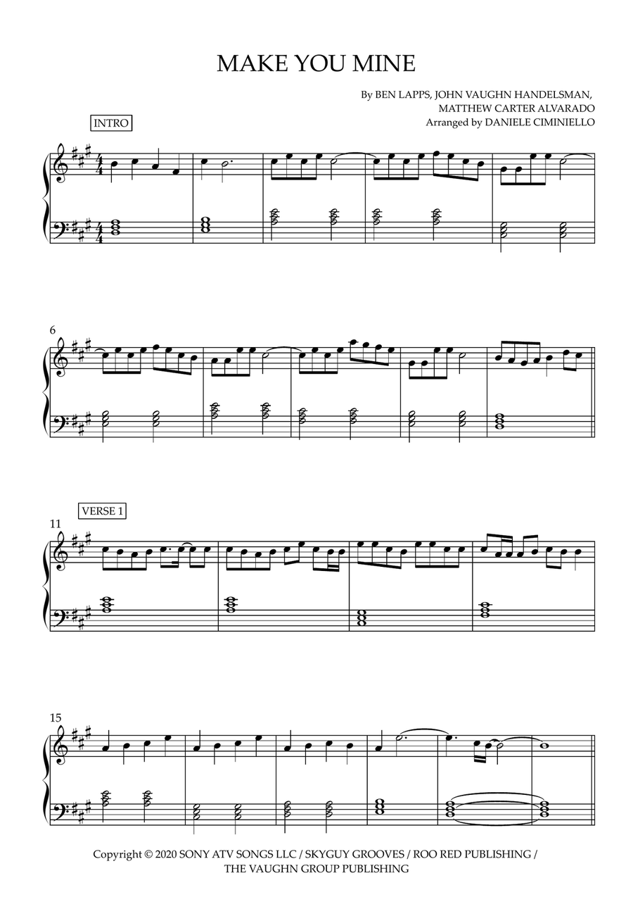 Make You Mine Easy Piano scores gallery preview page 1