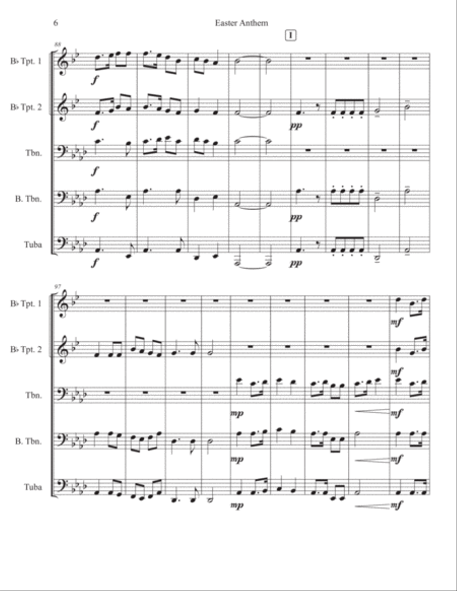 Easter Anthem (for Brass Quartet) Brass Quartet scores gallery preview page 6