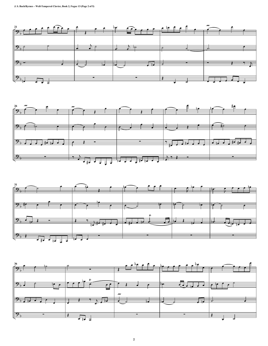 Fugue 13 from Well-Tempered Clavier, Book 2 (Euphonium-Tuba Quartet) Brass Quartet scores gallery preview page 2
