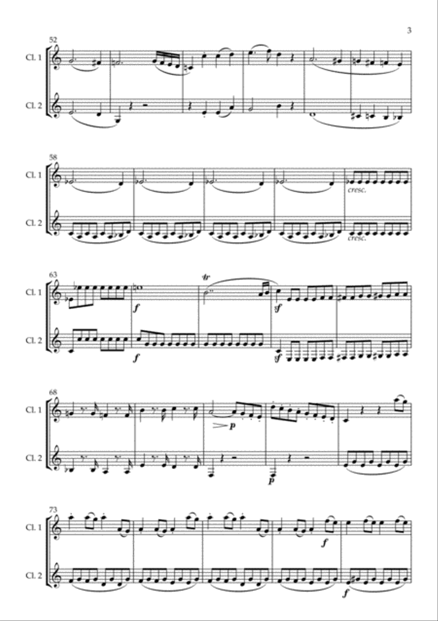 Symphony No. 40 arranged for Clarinet Duet Clarinet Duet scores gallery preview page 5