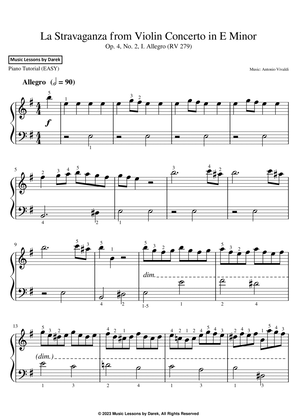 Book cover for La Stravaganza from Violin Concerto in E Minor (EASY PIANO) Op. 4, No. 2, I. Allegro (RV 279)