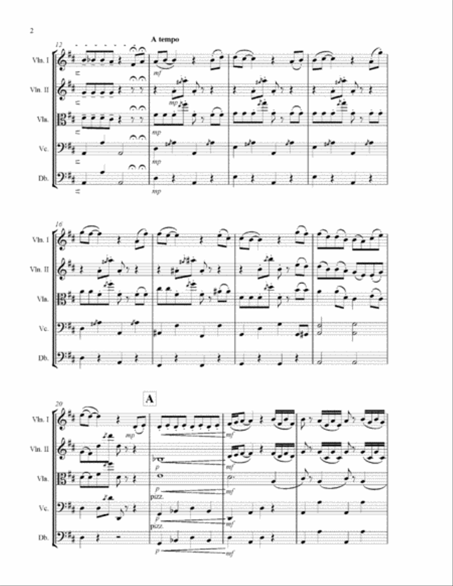 Dance of the Hours by Ponchielli arranged for string quartet with optional bass, score & parts String Quartet scores gallery preview page 2